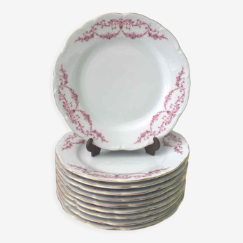 10 assiettes à dessert en porcelaine