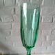 8 vintage emerald green glass champagne flutes