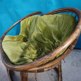 Vintage rattan bench 70s