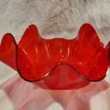 Red plexiglass fruit basket from the 70s