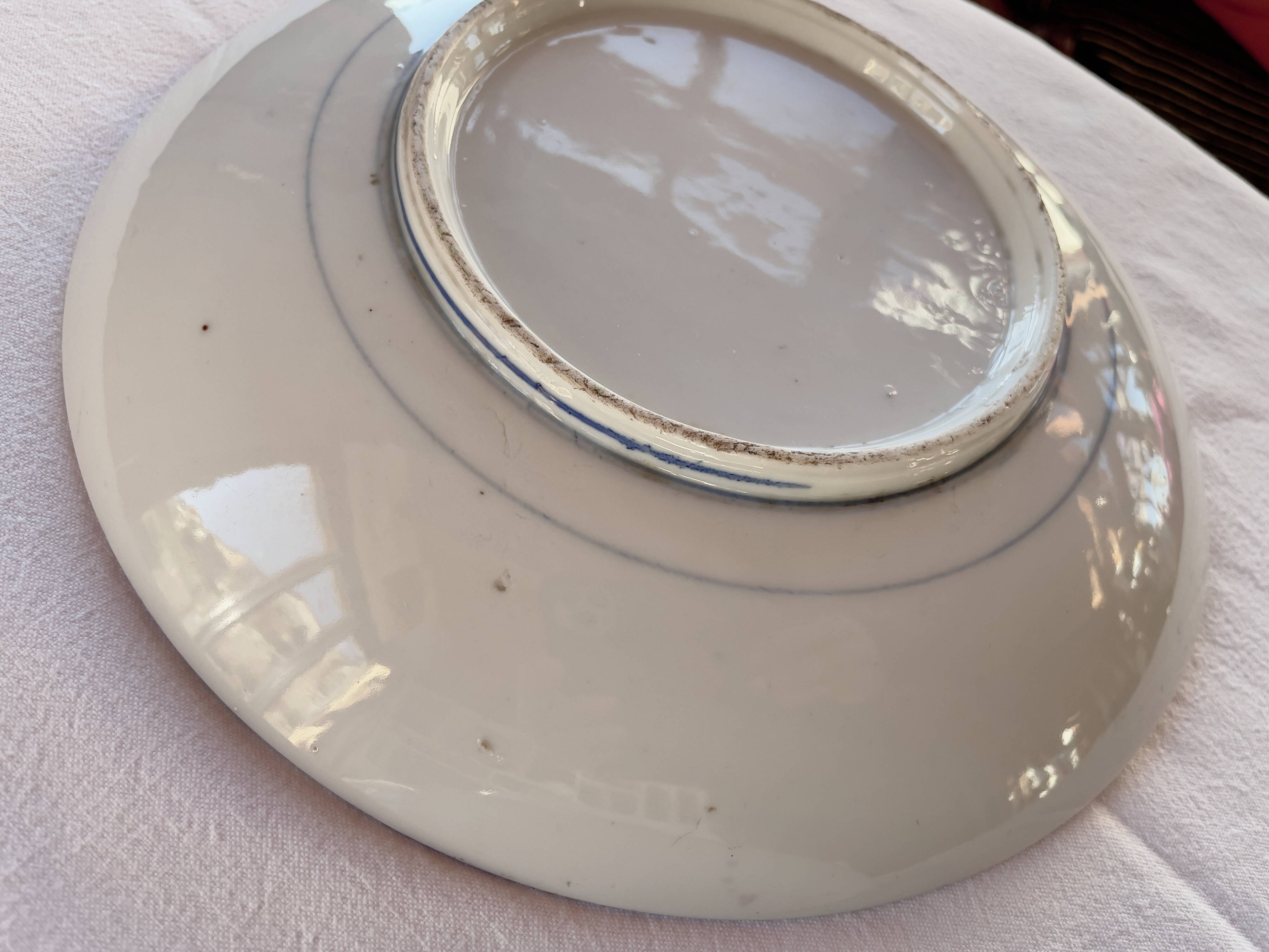 2 large Japanese plates with rare “Inban” decoration