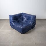 Canapé d'angle Michel Ducaroy Ligne Roset en cuir bleu Togo, France, années 1980