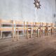Series of 7 vintage Scandinavian bohemian wooden children's chairs