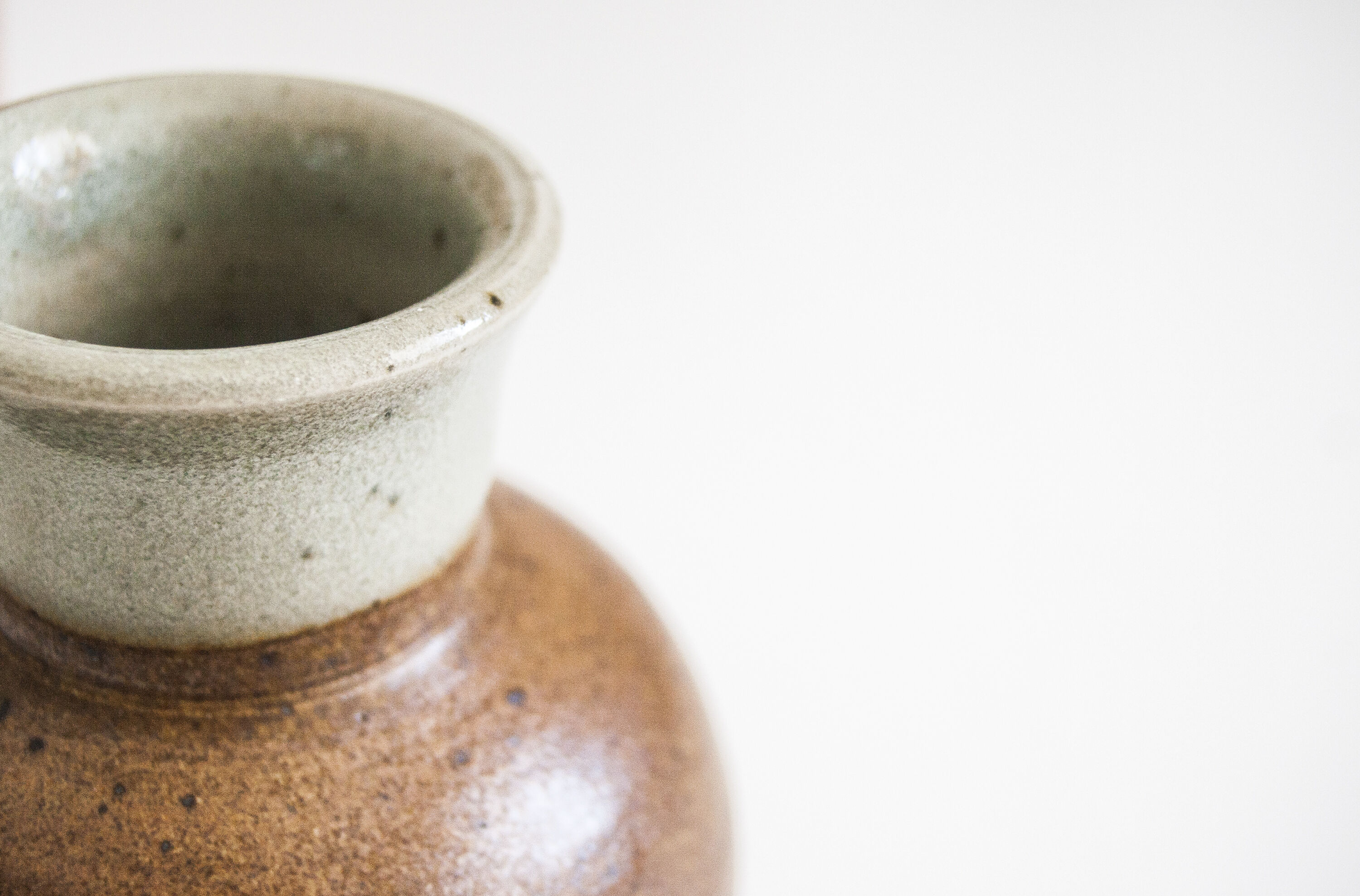 Small vase in stoneware two-coloured vintage