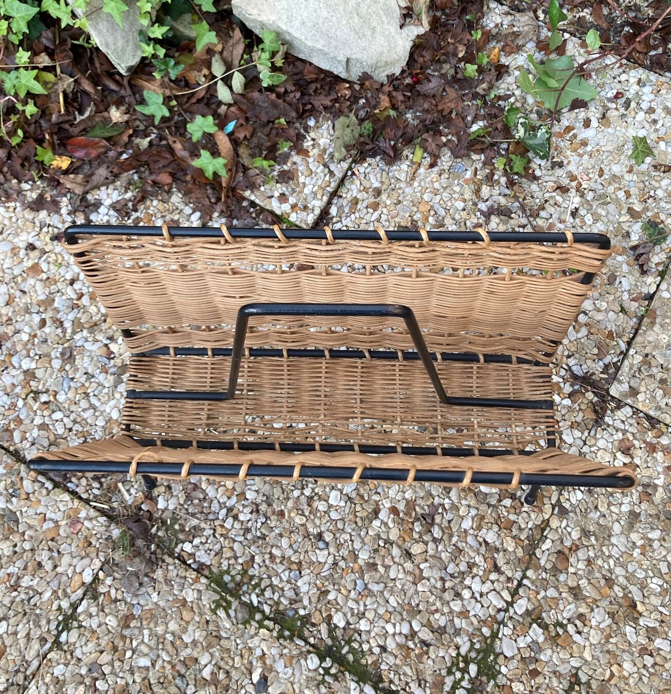 Raoul Guys vintage wicker magazine holder