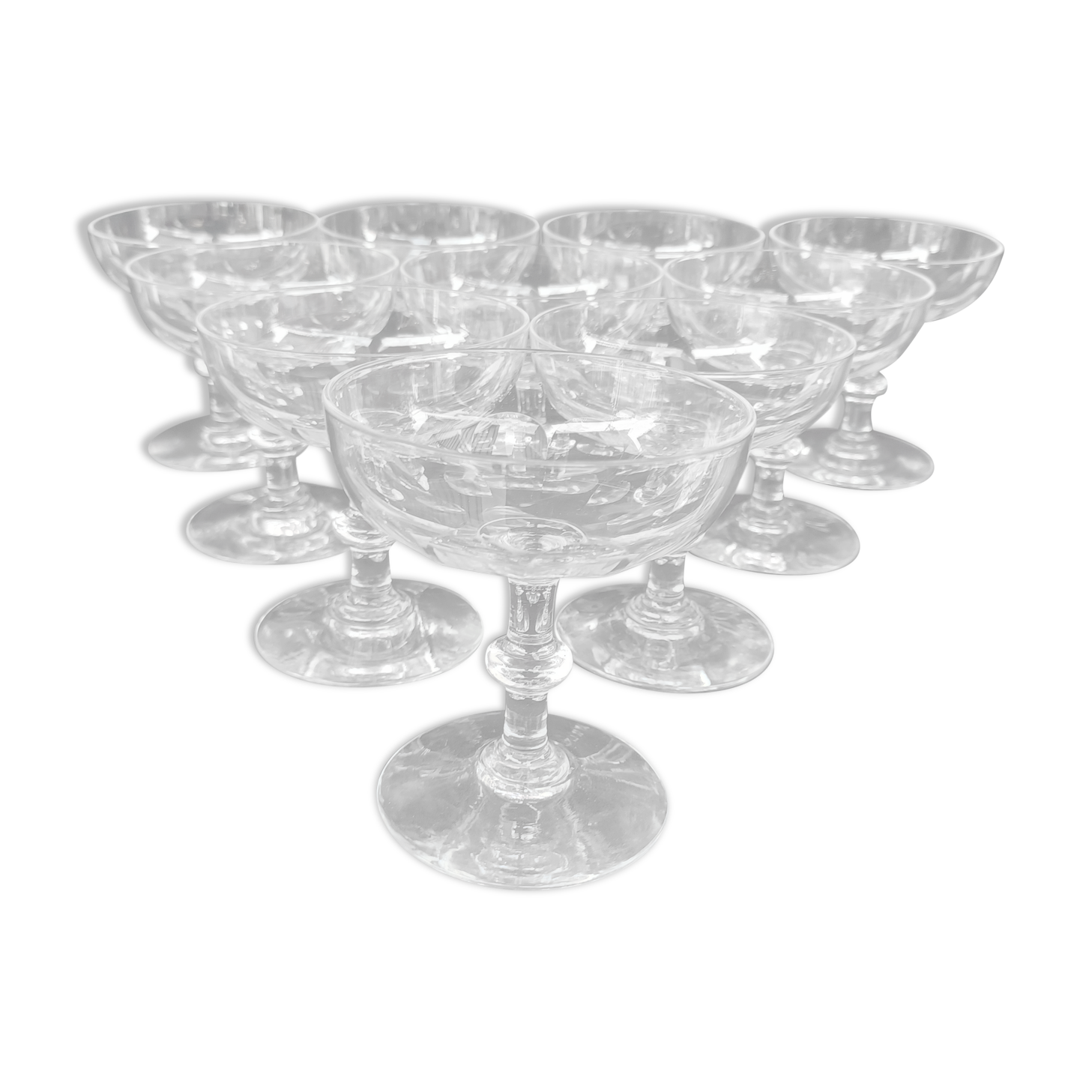 10 champagne cups in Baccarat crystal, circa 1910