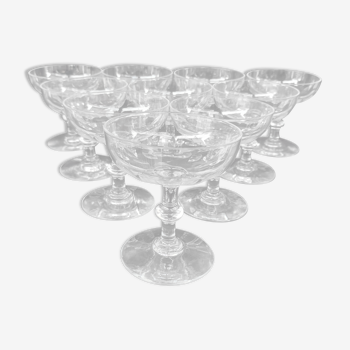 10 coupes à Champagne en cristal de Baccarat, vers 1910