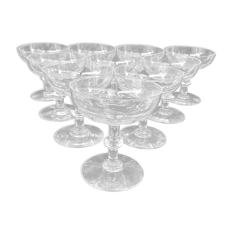 10 coupes à Champagne en cristal de Baccarat, vers 1910