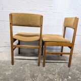 Pair of vintage velvet and wood chairs