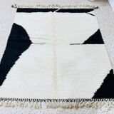 Handmade Beni Ourain Rug: Black & White Moroccan Wool Carpet 150/250cm