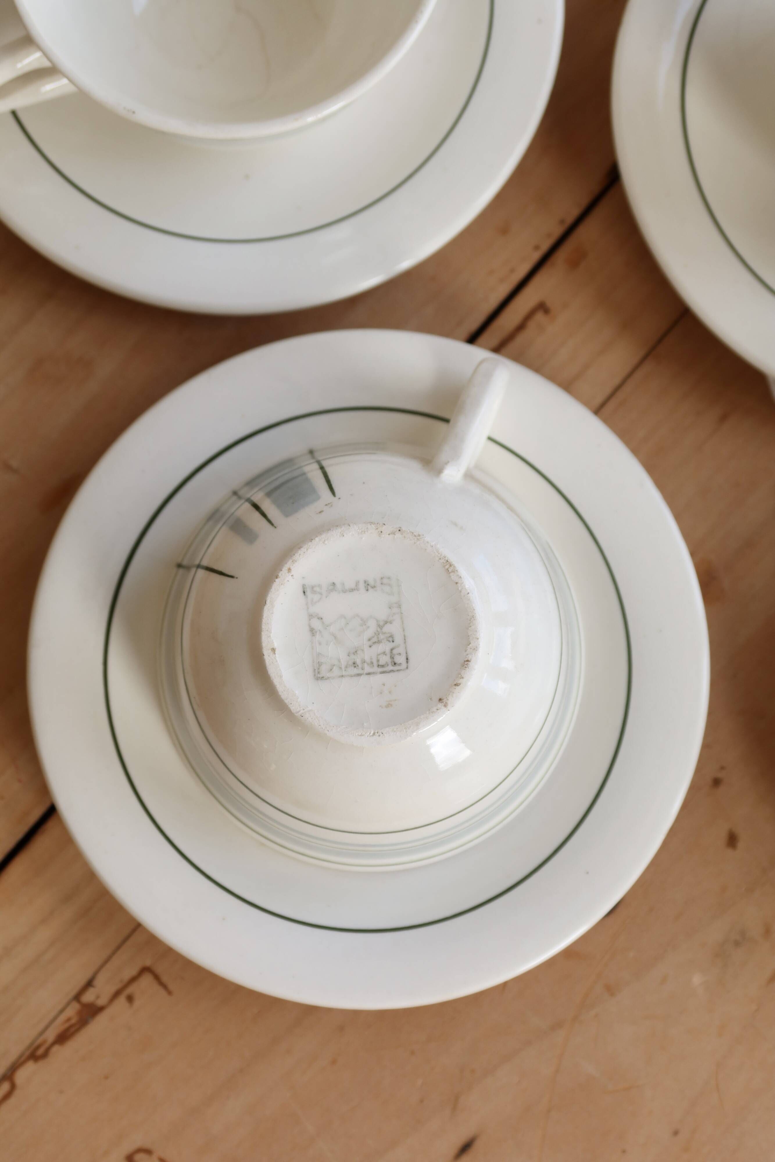 Vintage ceramic coffee cups Salins geometric design