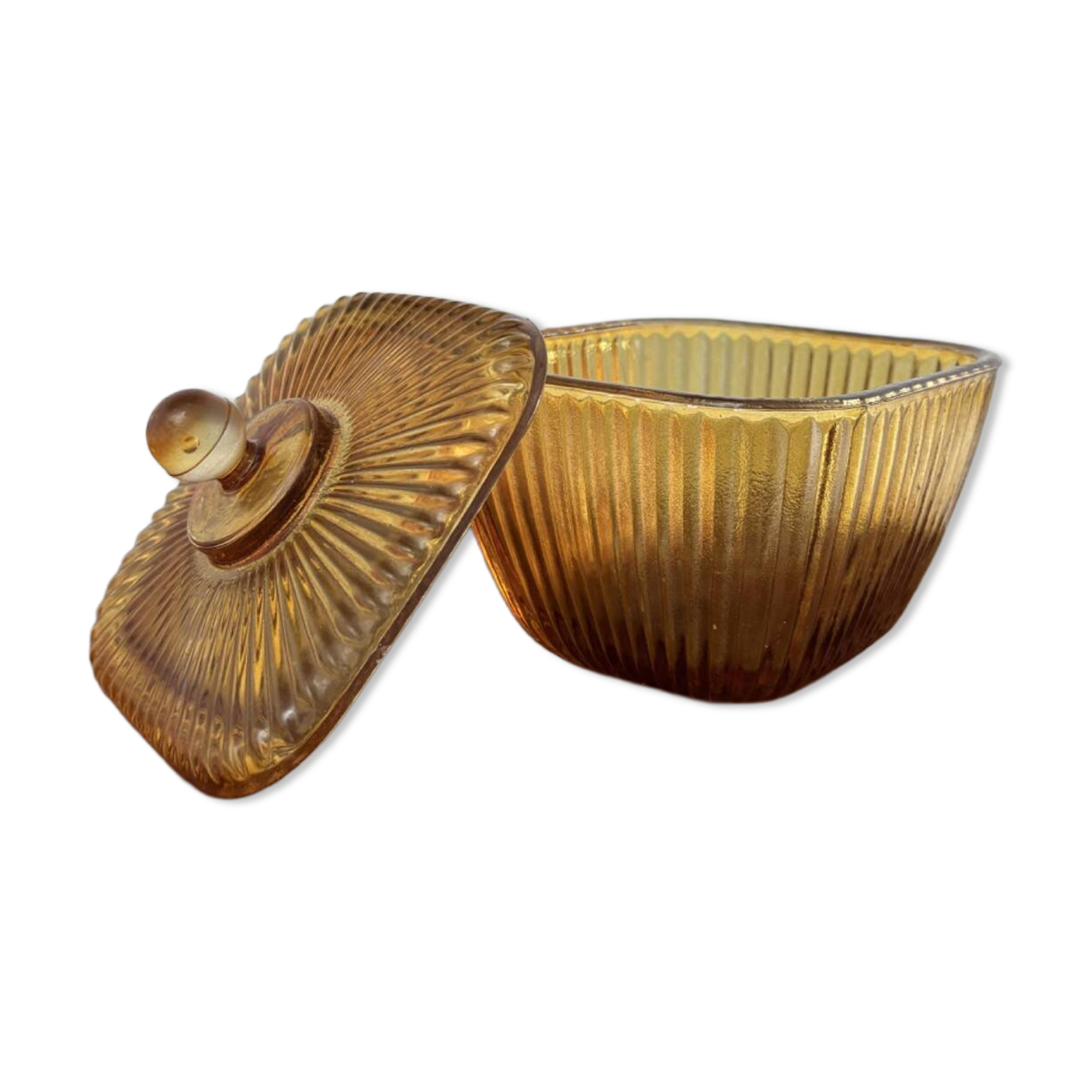 Amber glass bonbonnière