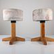 Pair of Scandinavian pine and fabric stools, 1980s