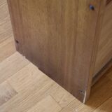 Low sideboard or small glass-fronted bookcase, oak, 1960