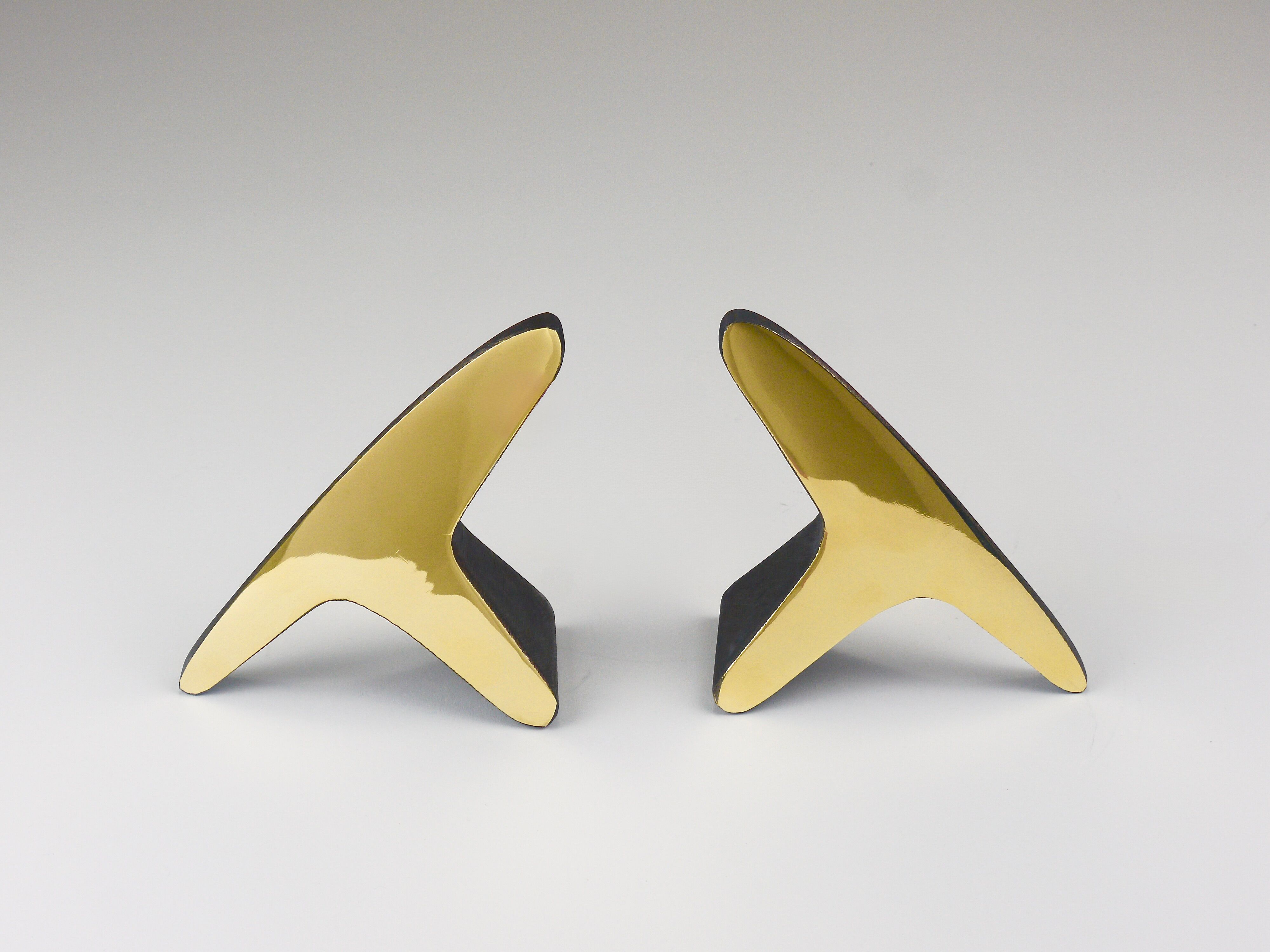 Pair Carl Auböck Minimalist Mid-Century Brass Bookends #3847, Vienna, Austr