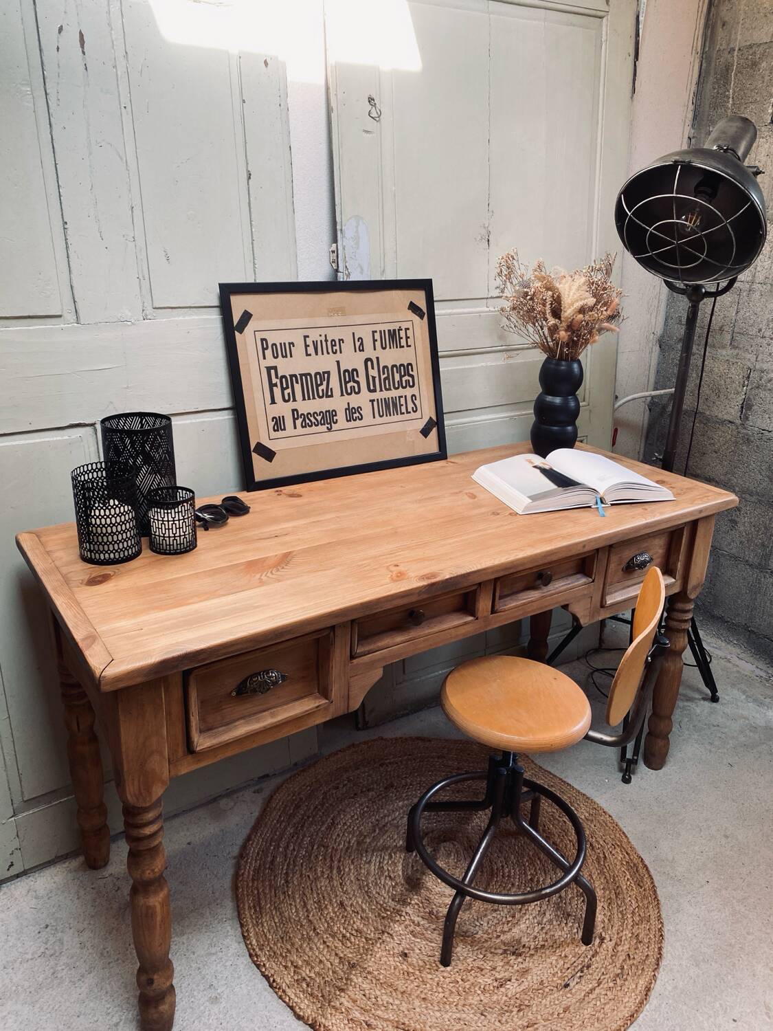 Old desk - natural patina - authentic charm
