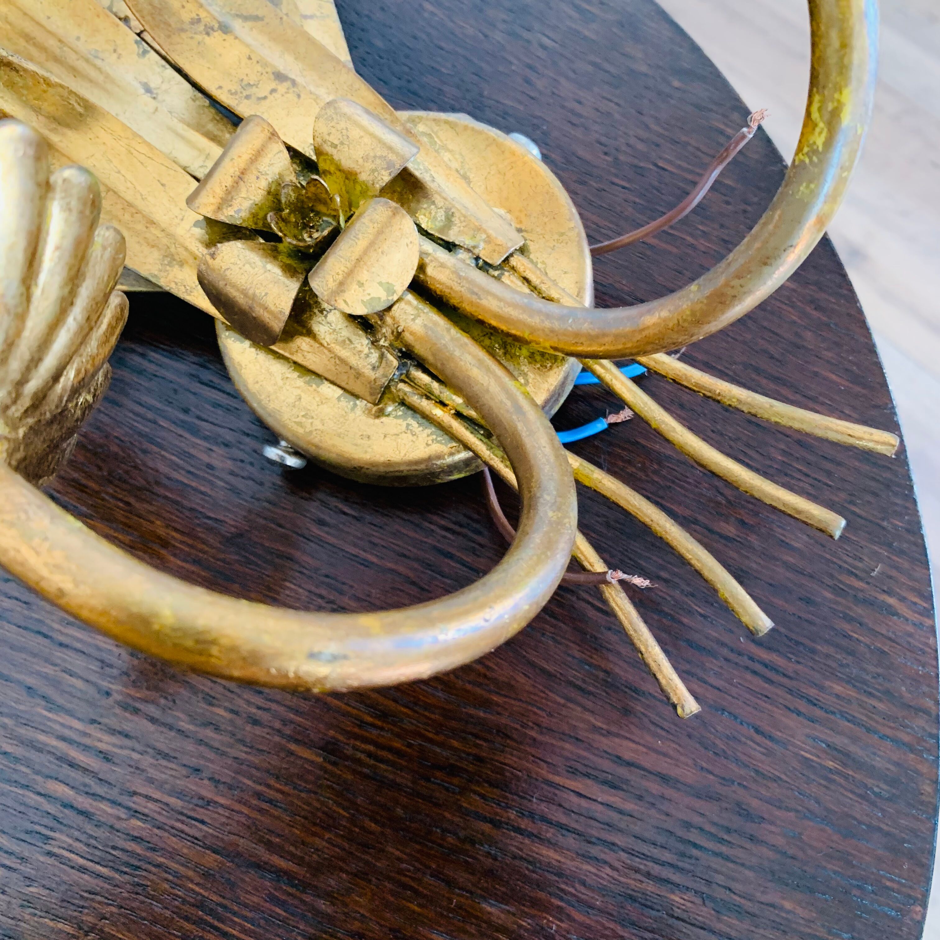 Pair of gilded wall sconces sheaves of wheat