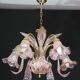 Liz Taylor, Iridiscent Pink Murano Glass Chandelier, 1980s
