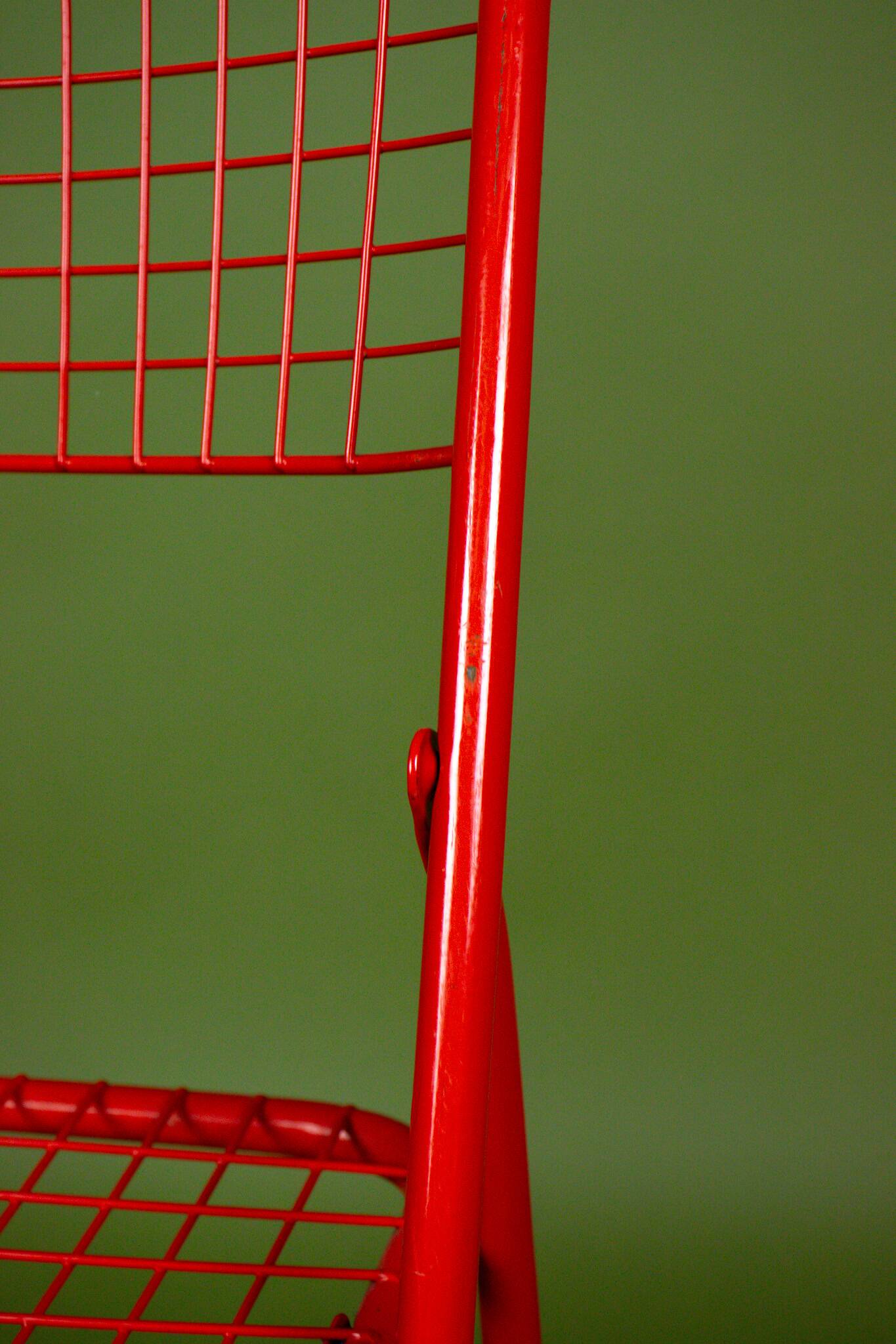 Red metal chair Ted Net Ikea vintage by Niels Gammelgaard