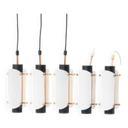Pair of ceiling lights steel copper plexiglass Denmark 1960