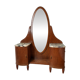 Art Deco dressing table in wood and marble, large oval mirror, 1930s-40s.