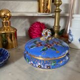 Old blue earthenware jewelry box