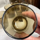 Six glasses, smoked glass, Vereco, 1970s