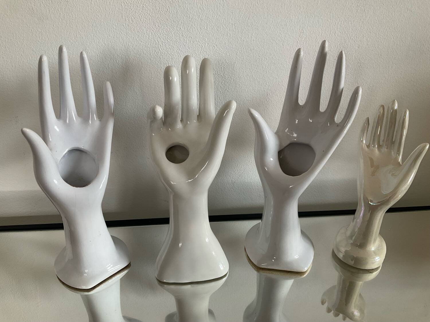 Set of 4 vintage ceramic soliflore hands