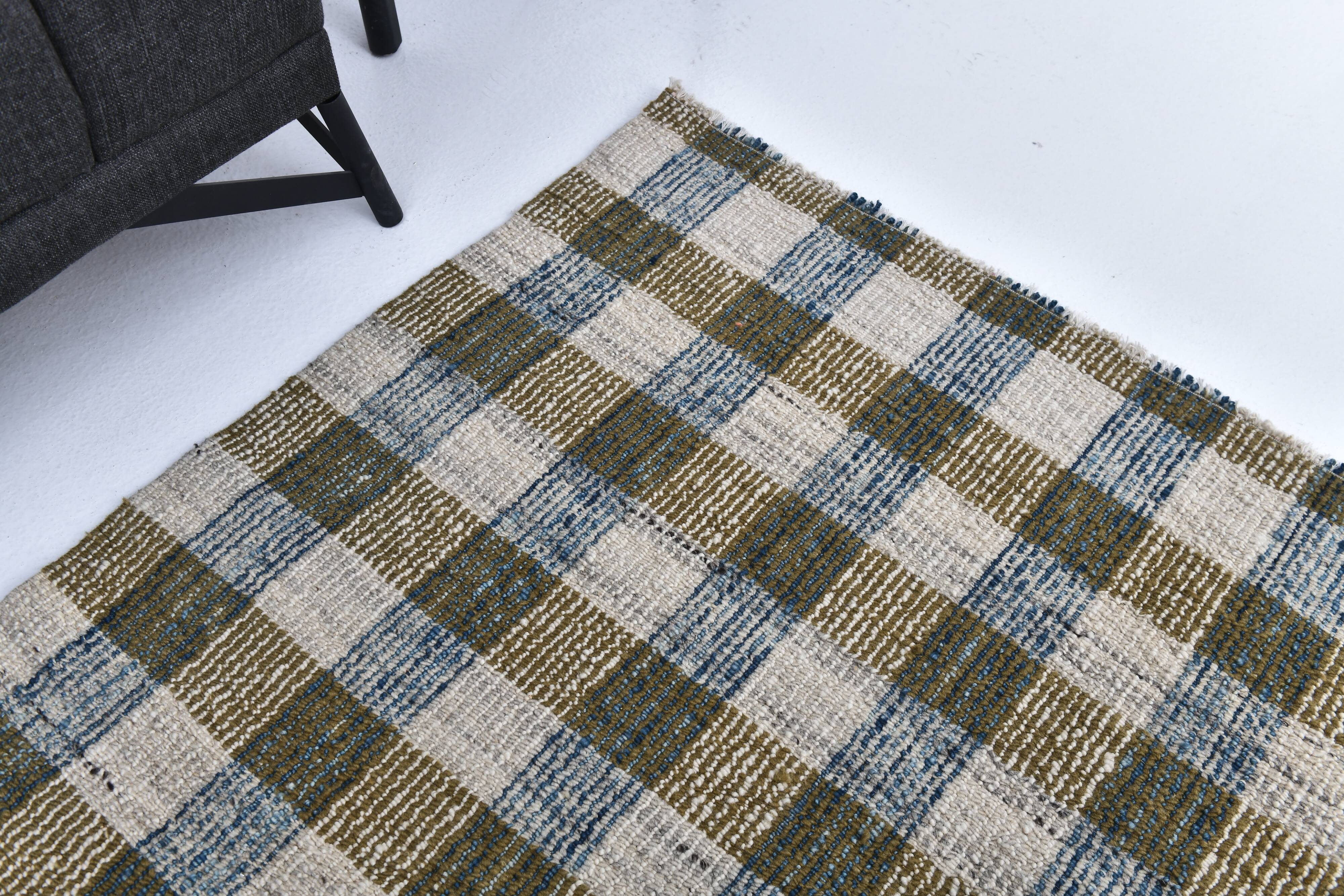 290x190 cm indigo blue mustard kilim carpet, wool made kilim rug.