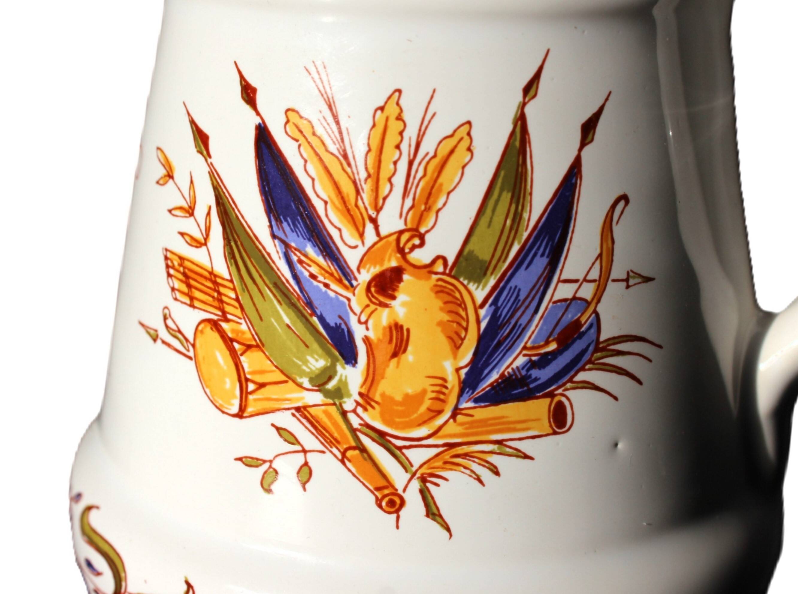Rare Moustiers pitcher reproduction from the 18th century.