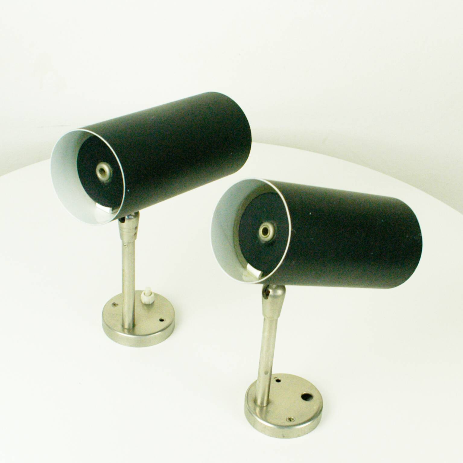 Austrian black cylindrical wall light by J.T. Kalmar, Vienna, mid-century.