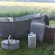 Ancienne baignoire en zinc pour le jardin.