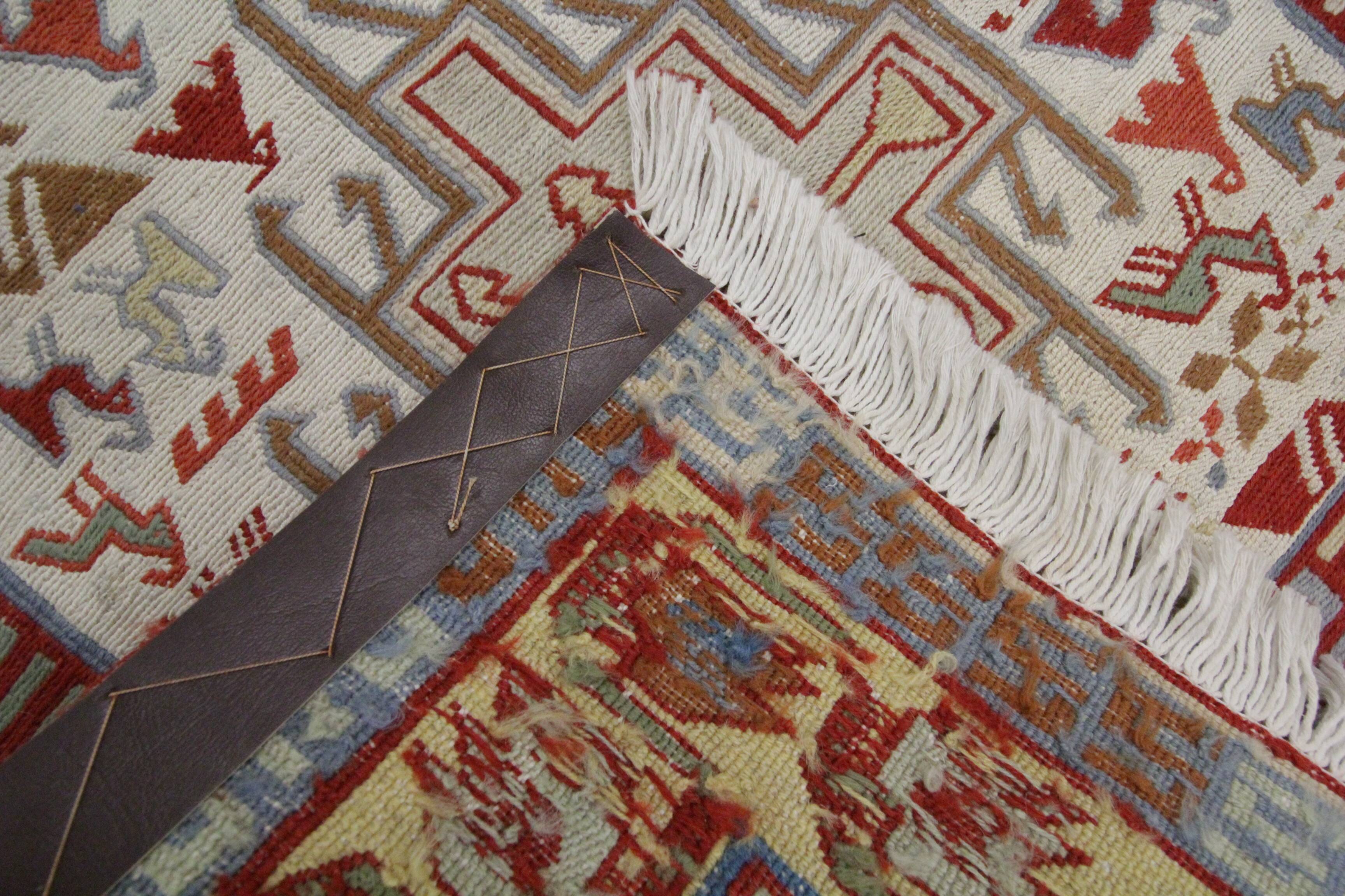 Handwoven Sumakh Kilim Rug, Wool & Silk Tribal Flatweave 103 x 73 cm