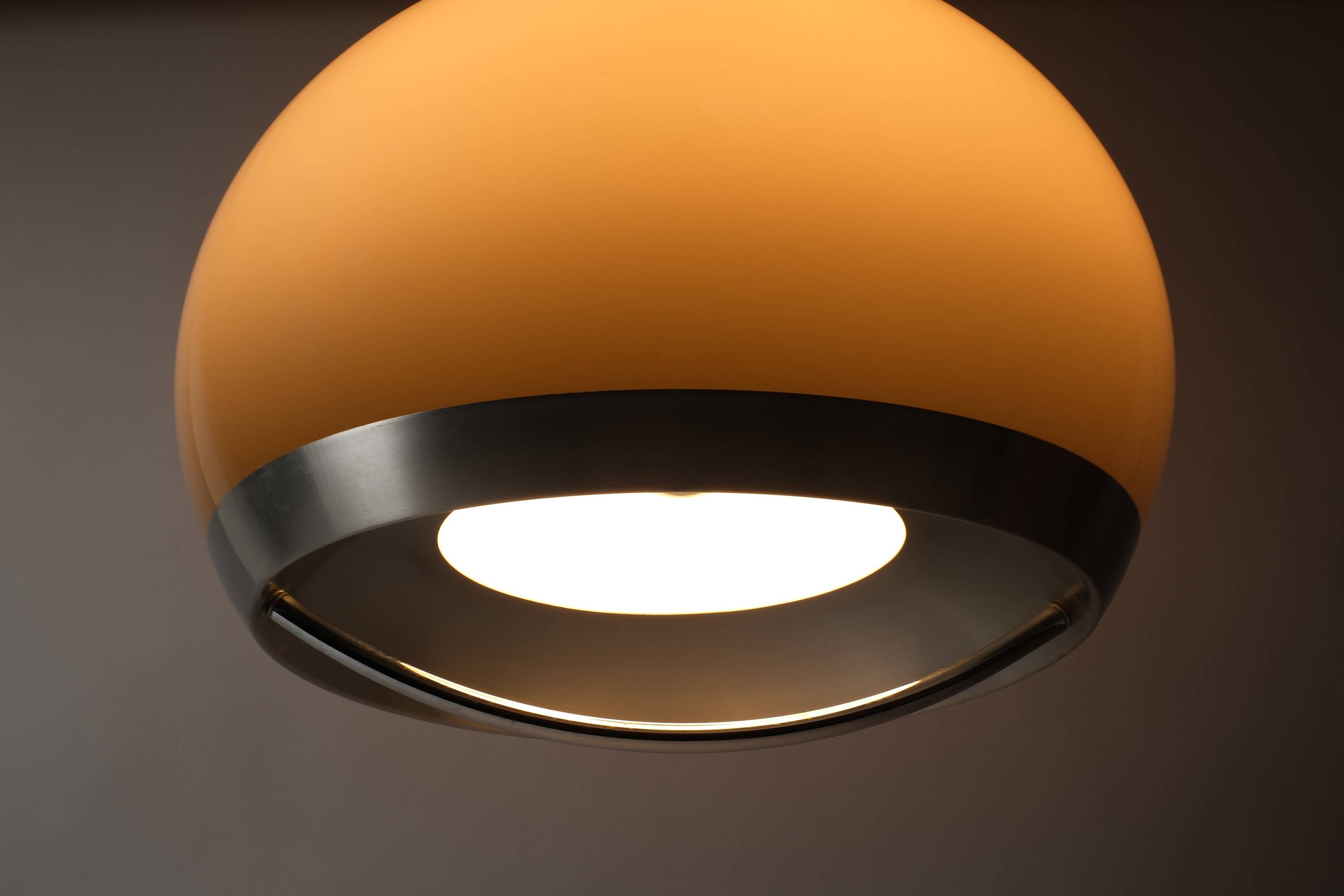 Dijkstra Lampen Mocha-Brown Acrylic Dome Pendant Lamp, 1970s Space Age.