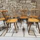 Lot de huit chaises barreaux vintage  bistrot auberge  1960