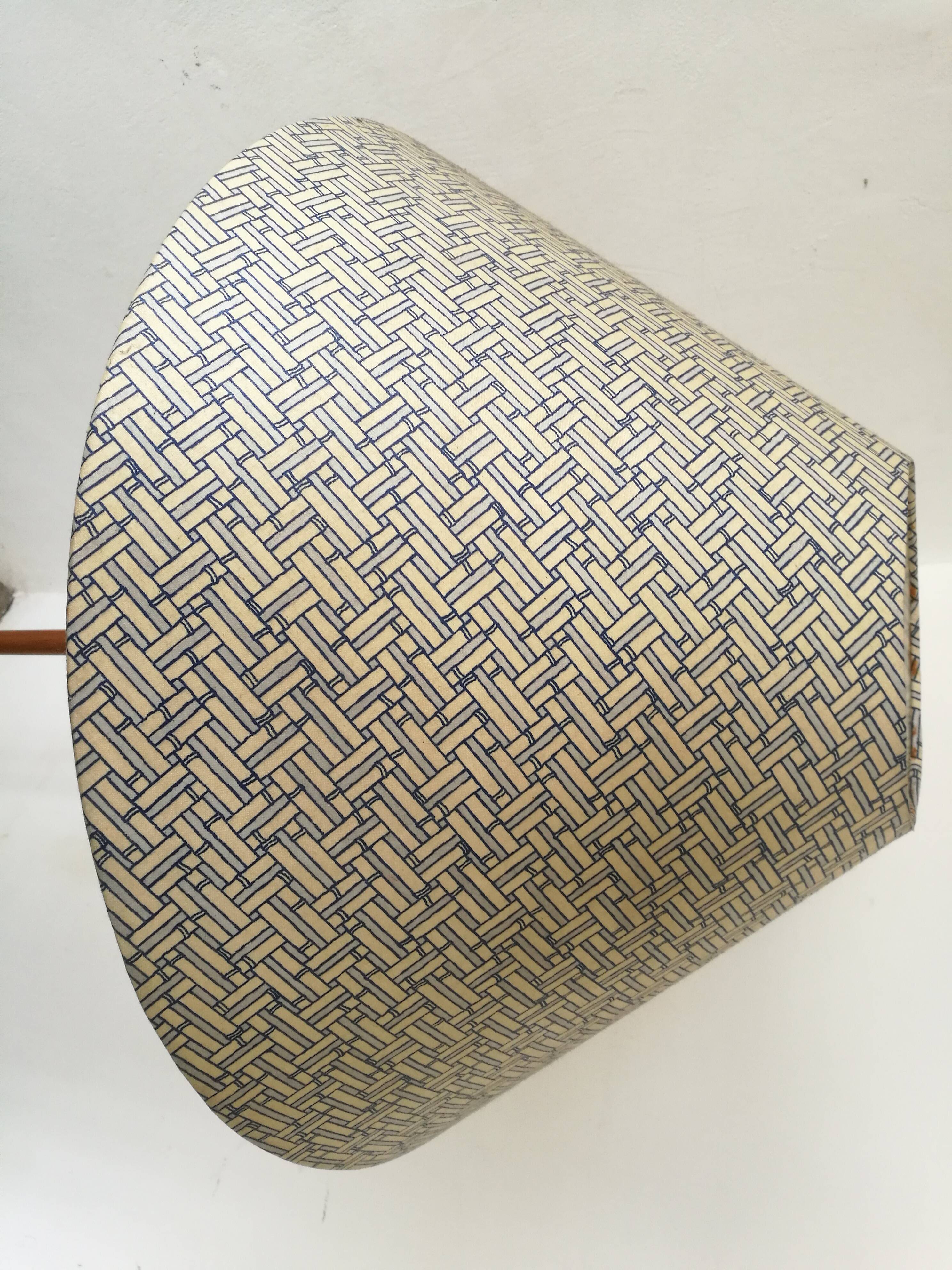 Wood and brass floor lamp