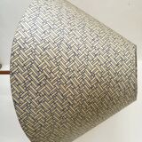 Wood and brass floor lamp