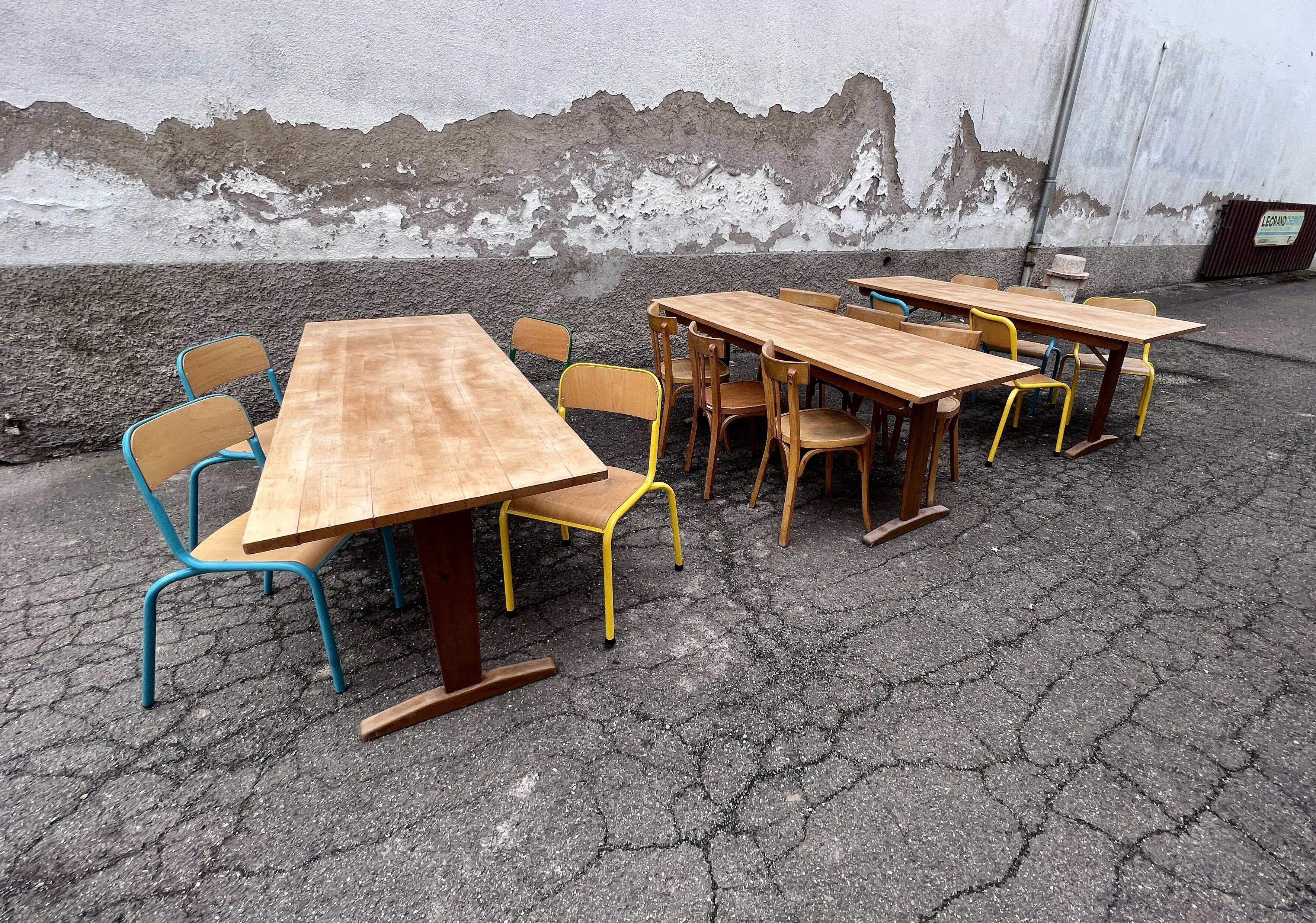 Trio de table bistrot vintage pliante 1950