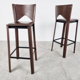 Brazilian leather bar stools, 1980s