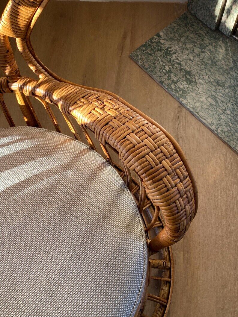 Conte armchair by Biancamano in rattan by Gio Ponti and Lio Carminati, Italy 1960s