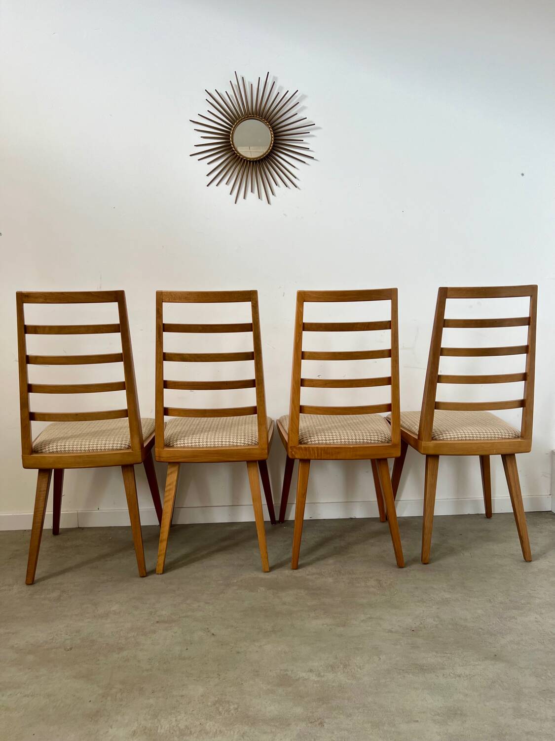 Set of 4 Scandinavian design beech chairs from the 70s vintage