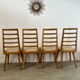 Set of 4 Scandinavian design beech chairs from the 70s vintage