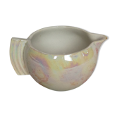 Round milk pot old vintage pink iridescent metallic art deco
