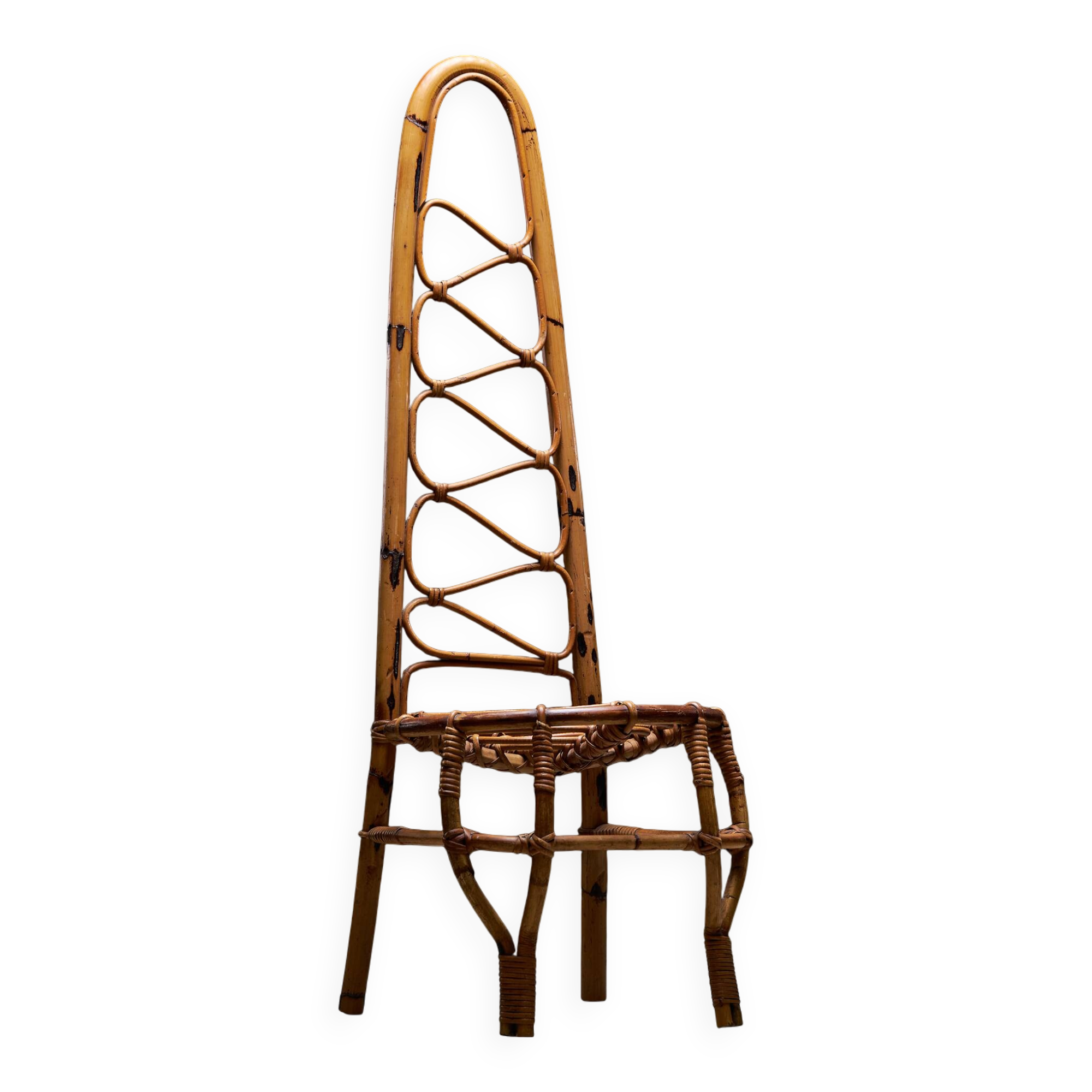 High Back Bamboo Chair, 1960s