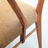 Cees Braakman Dutch Design Wooden Ladder Arm Chairs & Caramel Bouclé Fabric