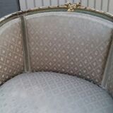 Golden lounge two armchairs and a gondola-shaped sofa and a pair of Louis XVI chairs