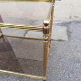 Vintage brass side table and 2 smoked glass trays