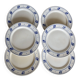 6 antique earthenware dinner plates - Blue tulip decor