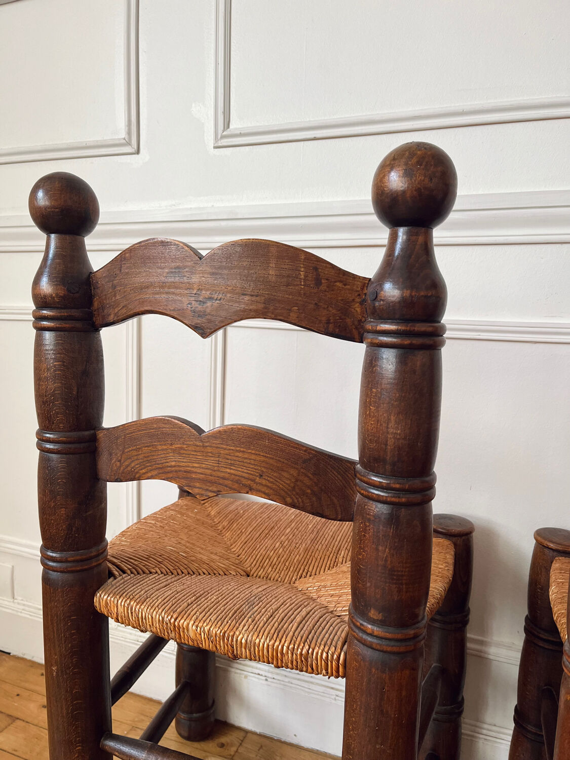 Pair of rustic chairs in the style of Charles Dudouyt.