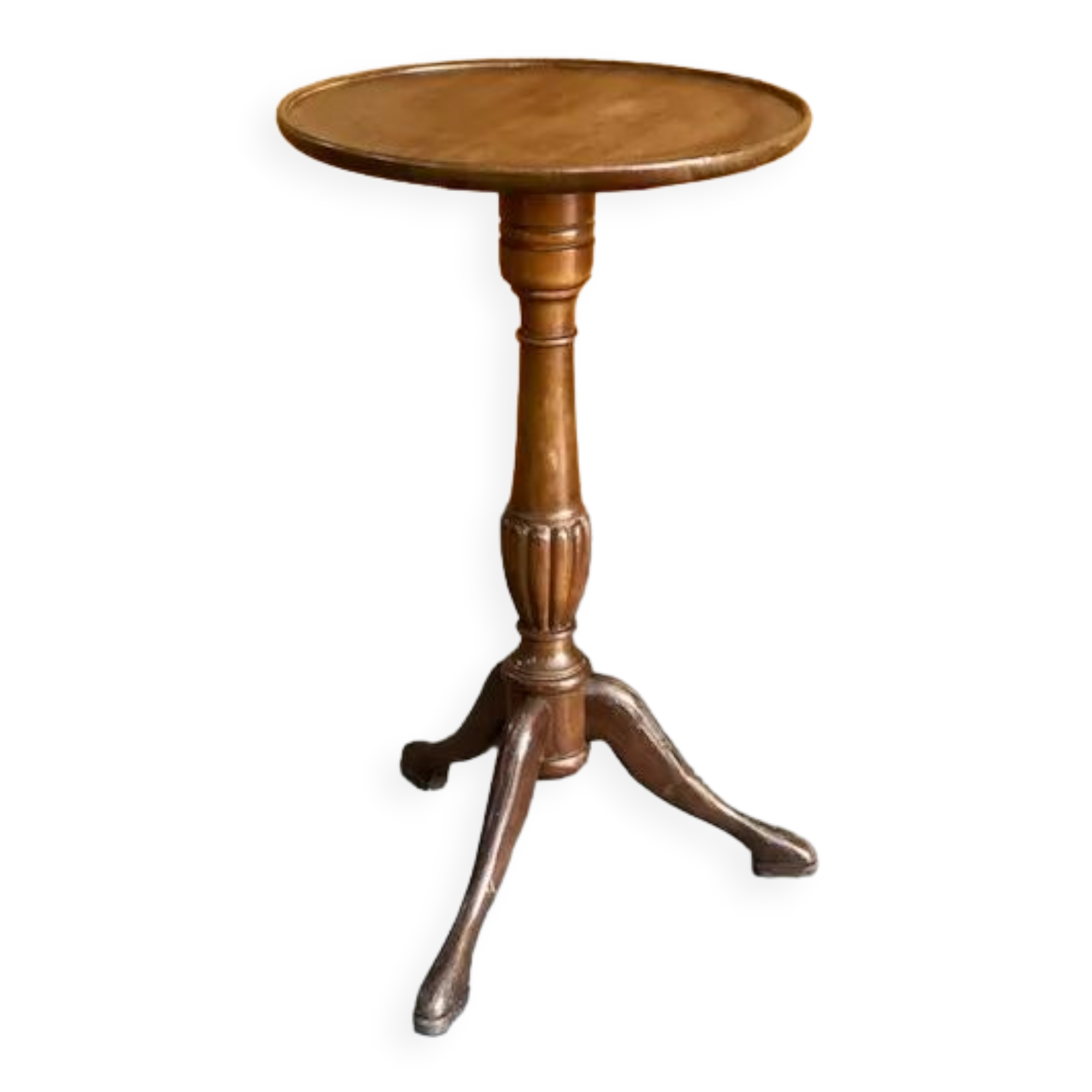 Tripod pedestal table in varnished waxed wood